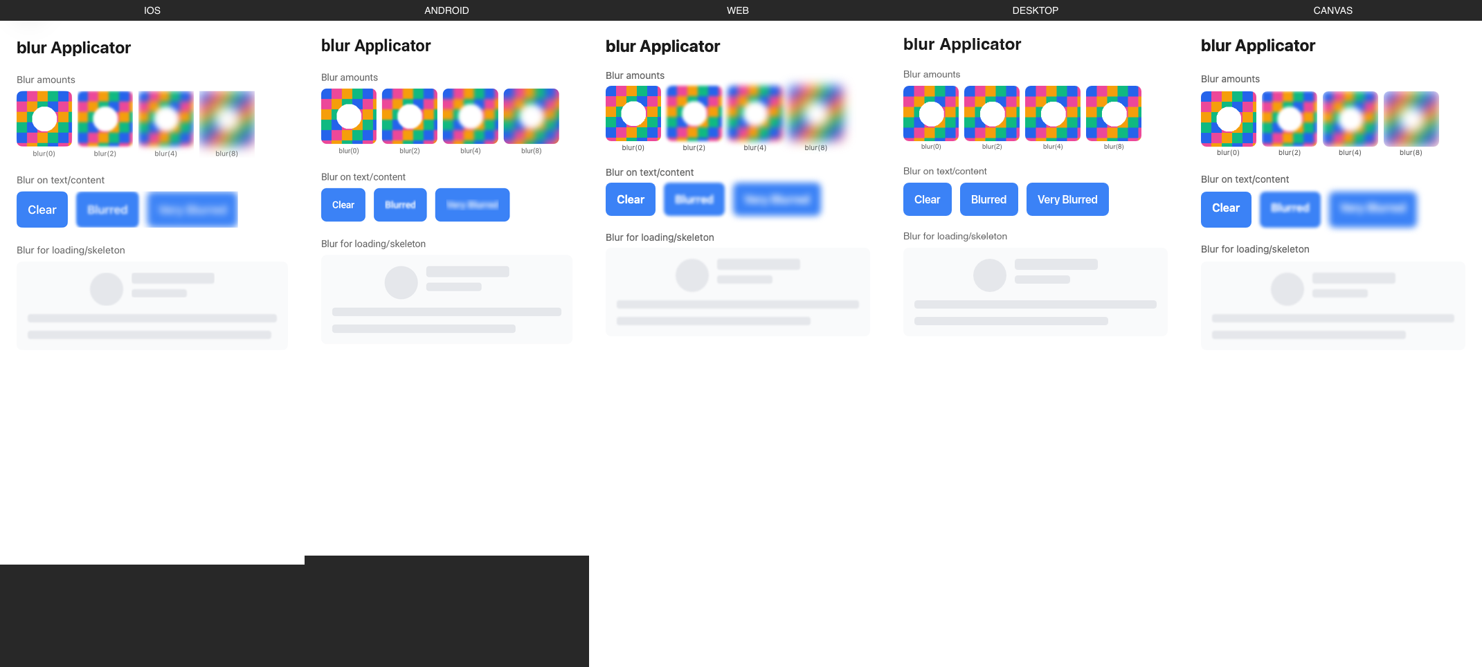 blur rendered on iOS, Android, Web, Desktop, Canvas