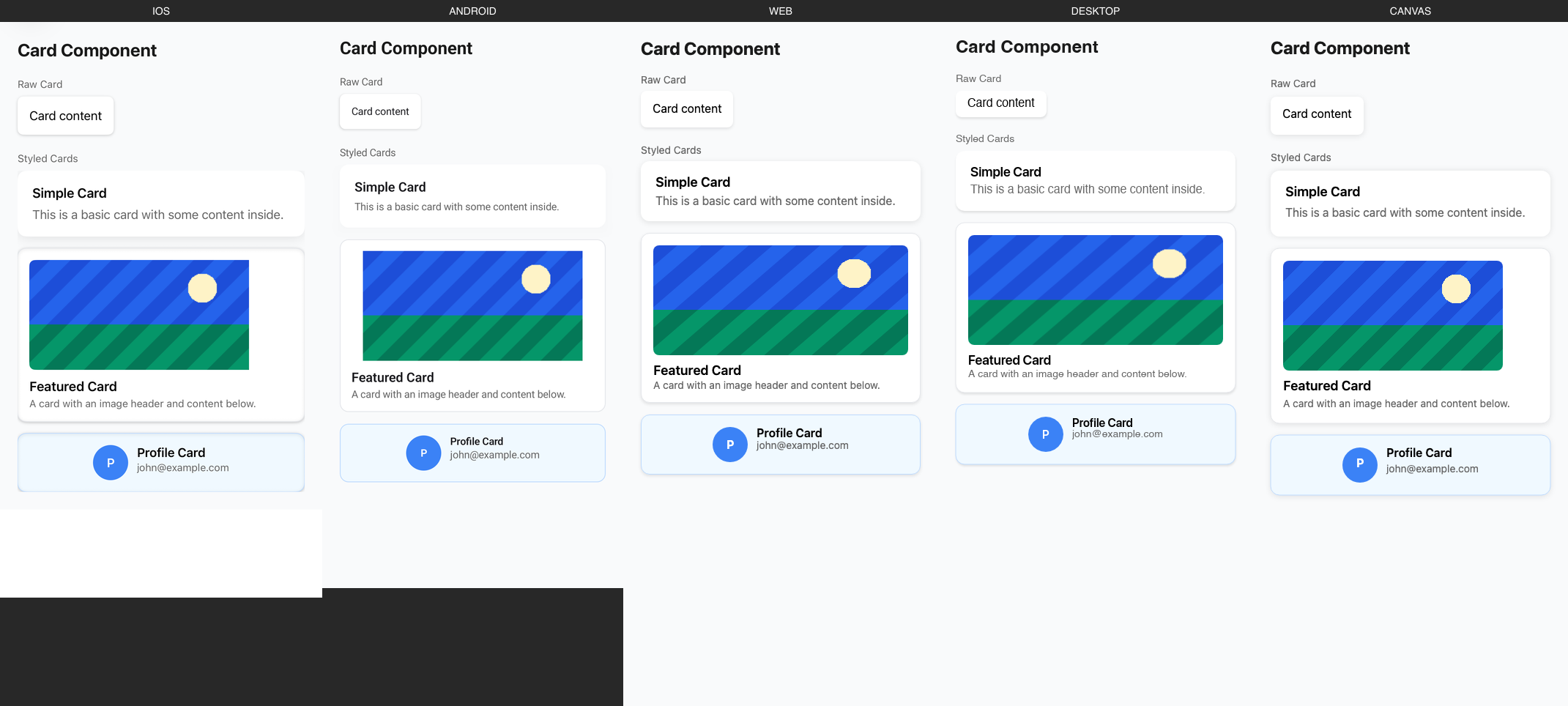 Card rendered on iOS, Android, Web, Desktop, Canvas