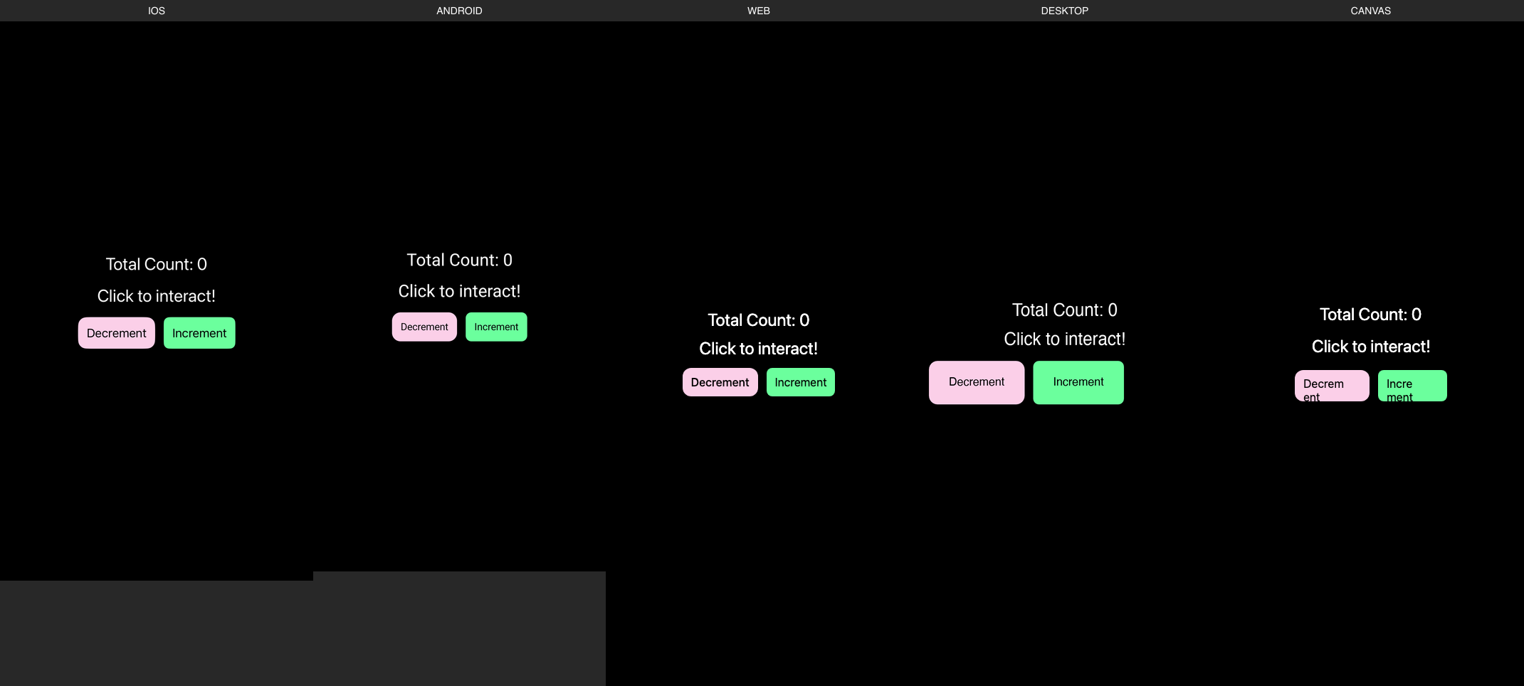 Counter rendered on iOS, Android, Web, Desktop, Canvas