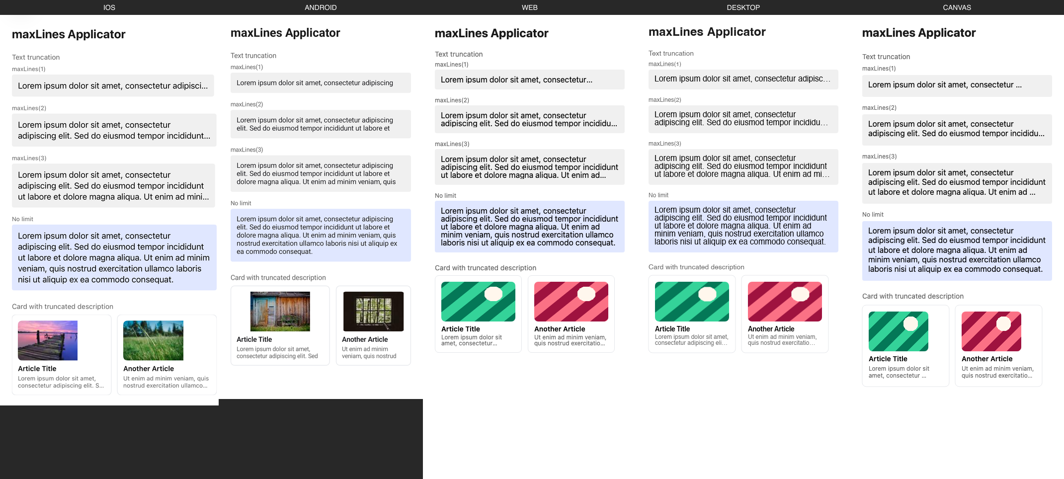 maxLines rendered on iOS, Android, Web, Desktop, Canvas