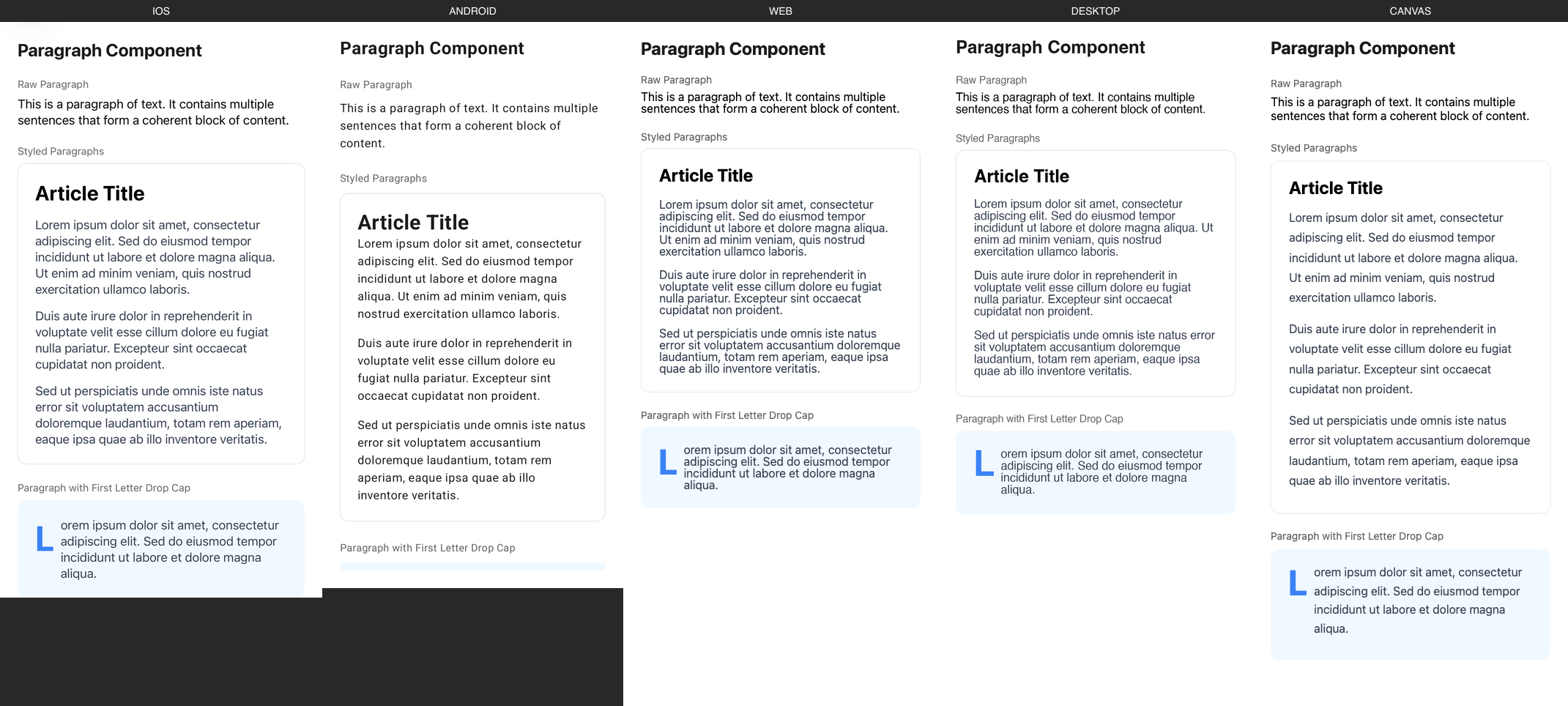 Paragraph rendered on iOS, Android, Web, Desktop, Canvas