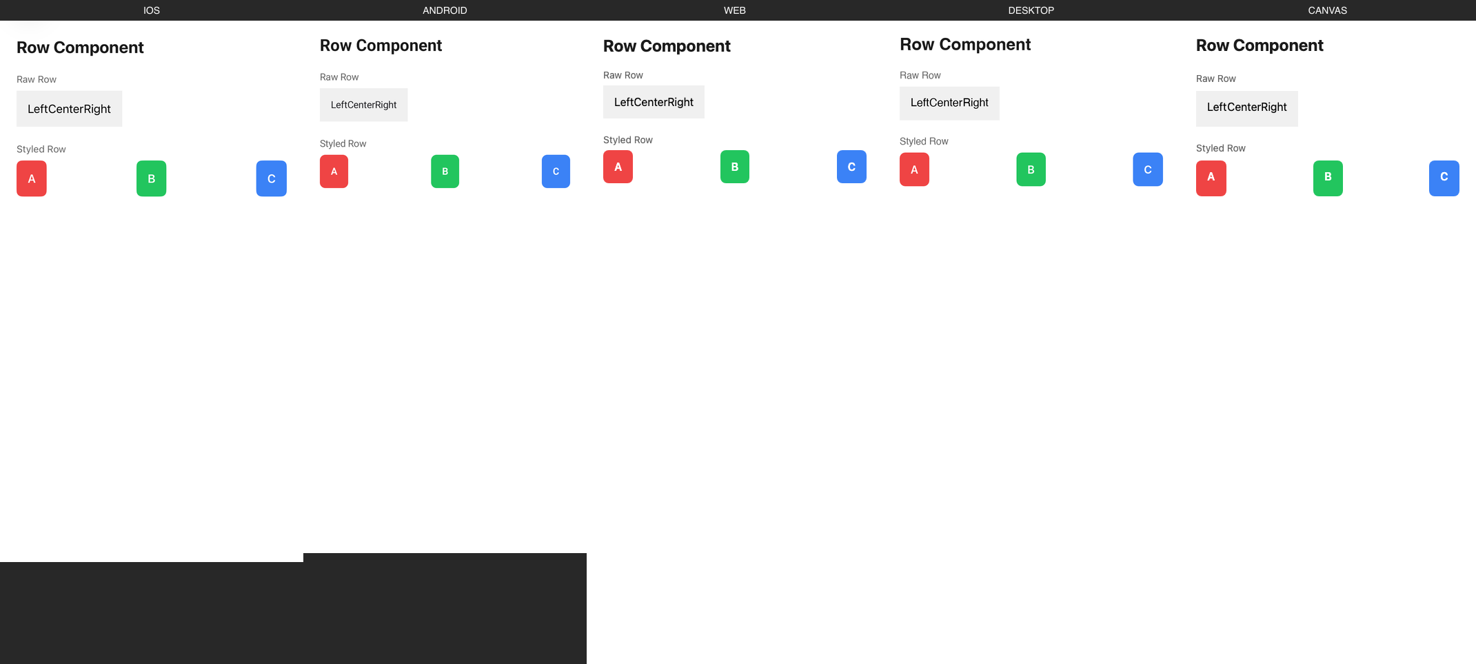 Row rendered on iOS, Android, Web, Desktop, Canvas