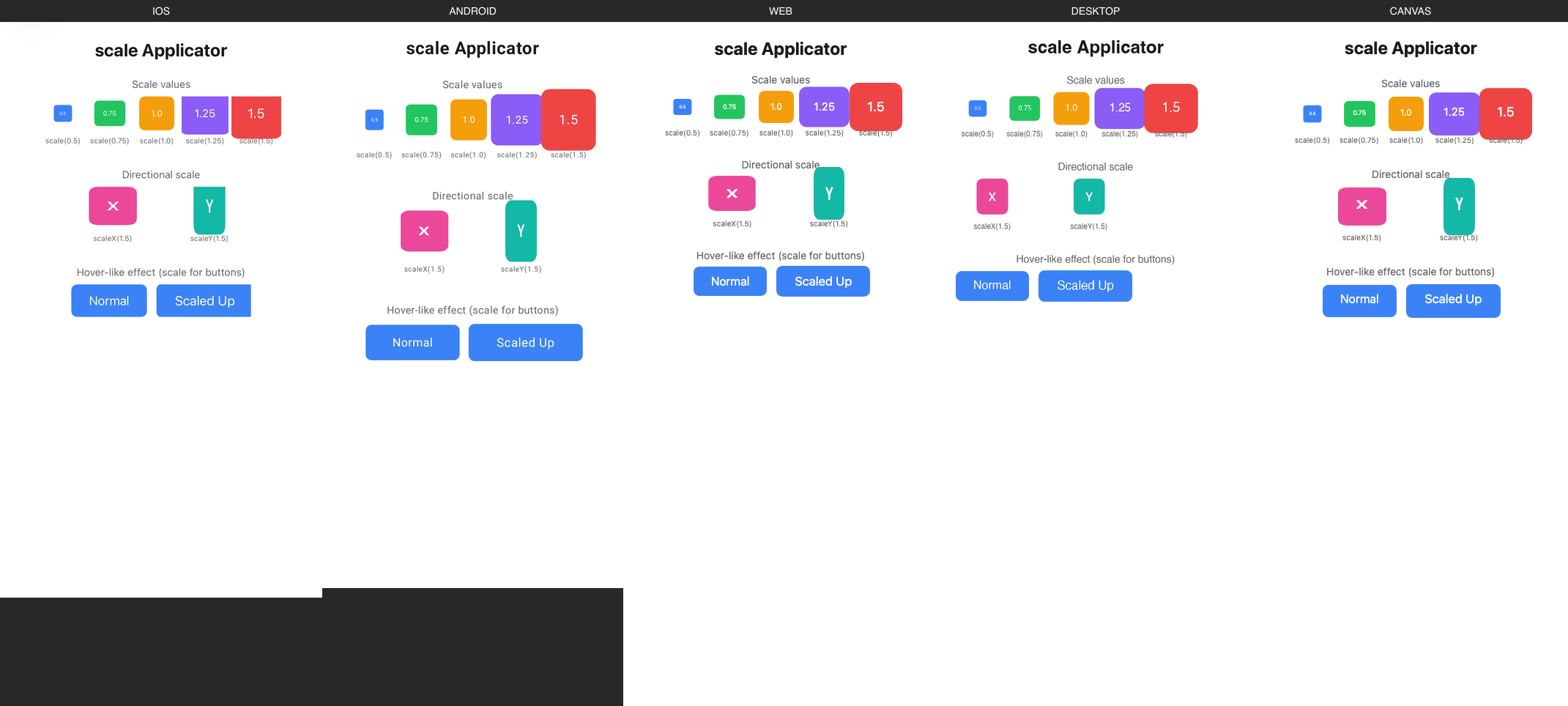 scale rendered on iOS, Android, Web, Desktop, Canvas